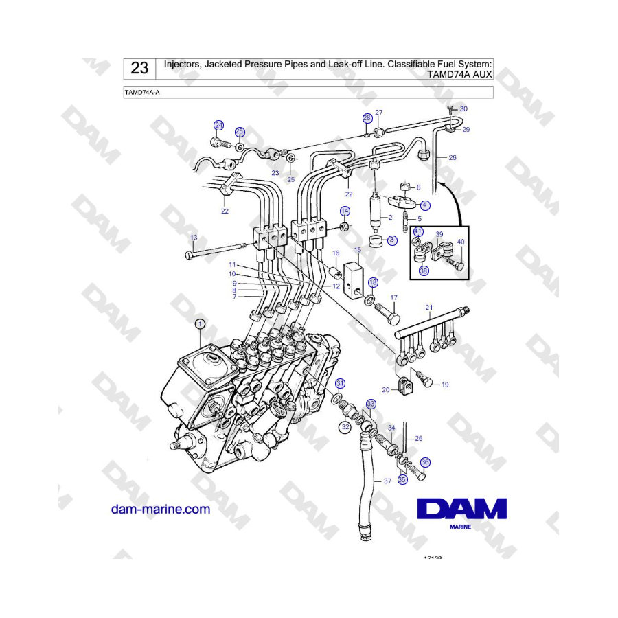Volvo Penta TAMD74 - Injectors, Jacketed Pressure Pipes and Leak-off Line