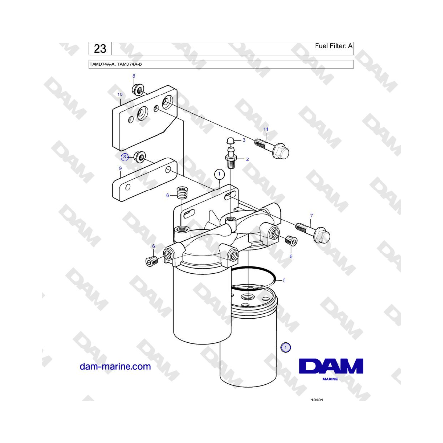 Volvo Penta TAMD74 - Fuel Filter: A