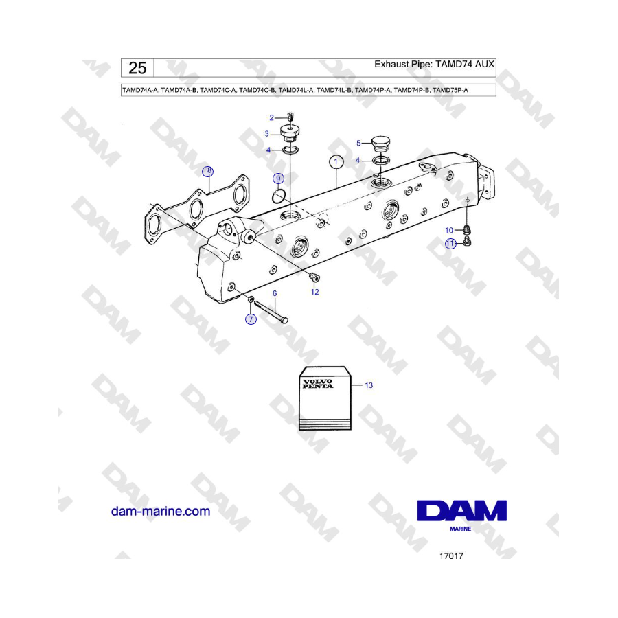 Volvo Penta TAMD74 - Exhaust Pipe: TAMD74 AUX