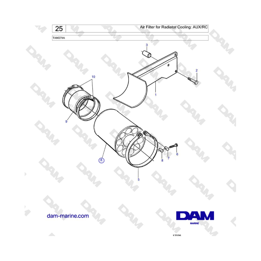 Volvo Penta TAMD74 - Filtro de aire para refrigeración del radiador: AUX/RC