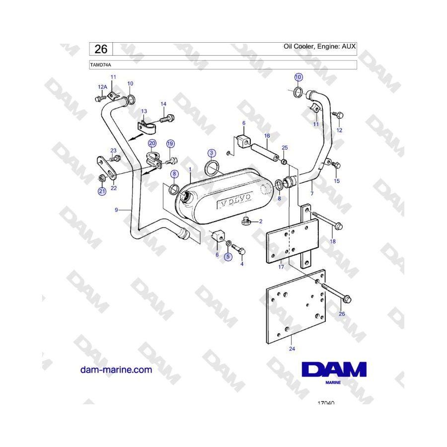 Volvo Penta TAMD74 - Oil Cooler, Engine: AUX
