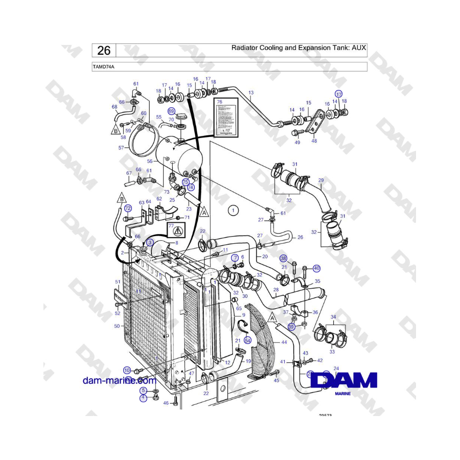 Volvo Penta TAMD74 - Radiator Cooling and Expansion Tank: AUX