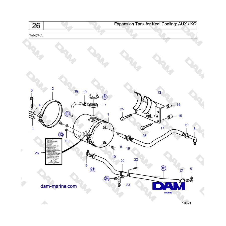 Volvo Penta TAMD74 - Expansion Tank for Keel Cooling