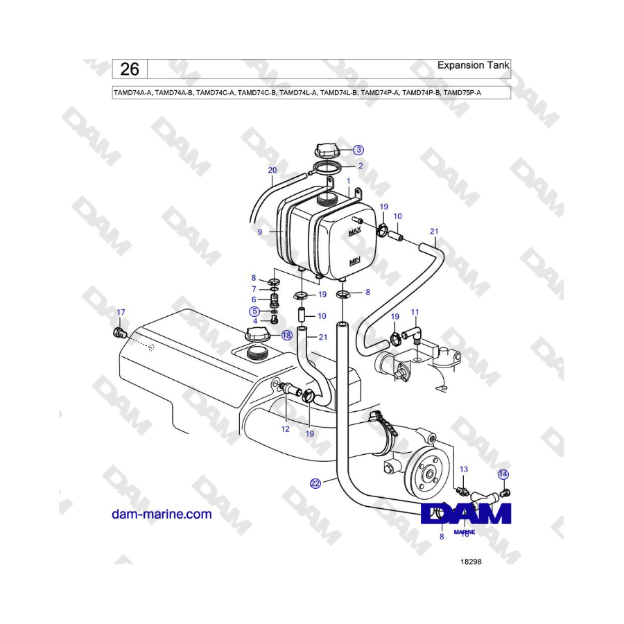 Volvo Penta TAMD74 - Tanque de expansión