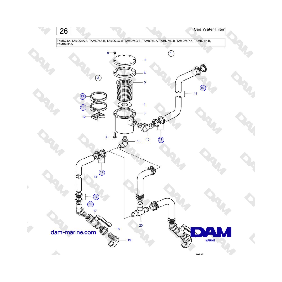 Volvo Penta TAMD74 - Sea Water Filter 