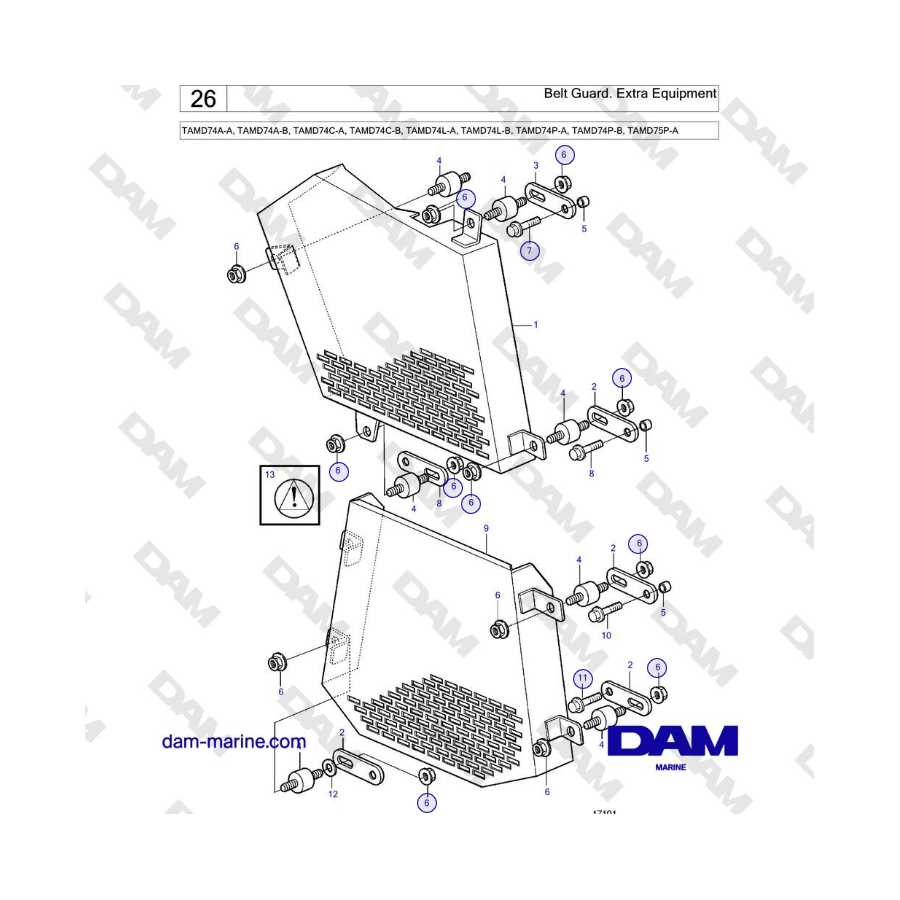 Volvo Penta TAMD74 - Belt Guard. Extra Equipment 