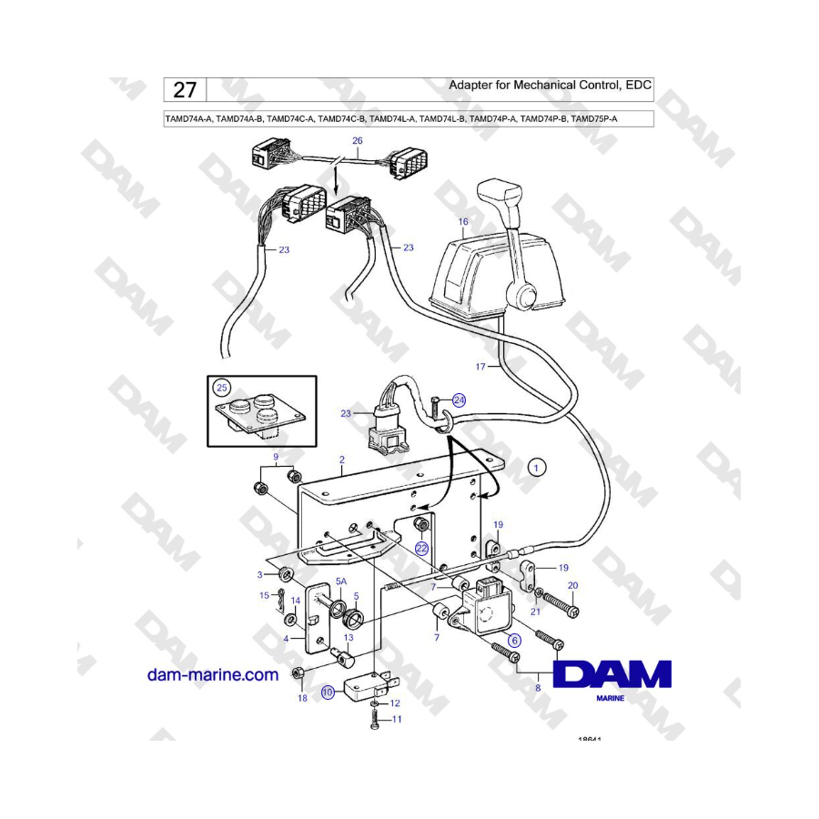 Volvo Penta TAMD74 - Adaptador para Control Mecánico, EDC