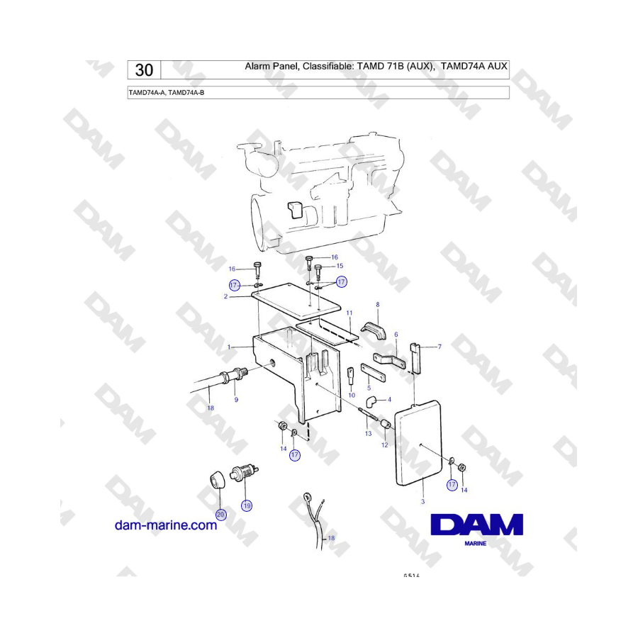 Volvo Penta TAMD74 - Alarm Panel, Classifiable: TAMD 71B (AUX), TAMD74A AUX 