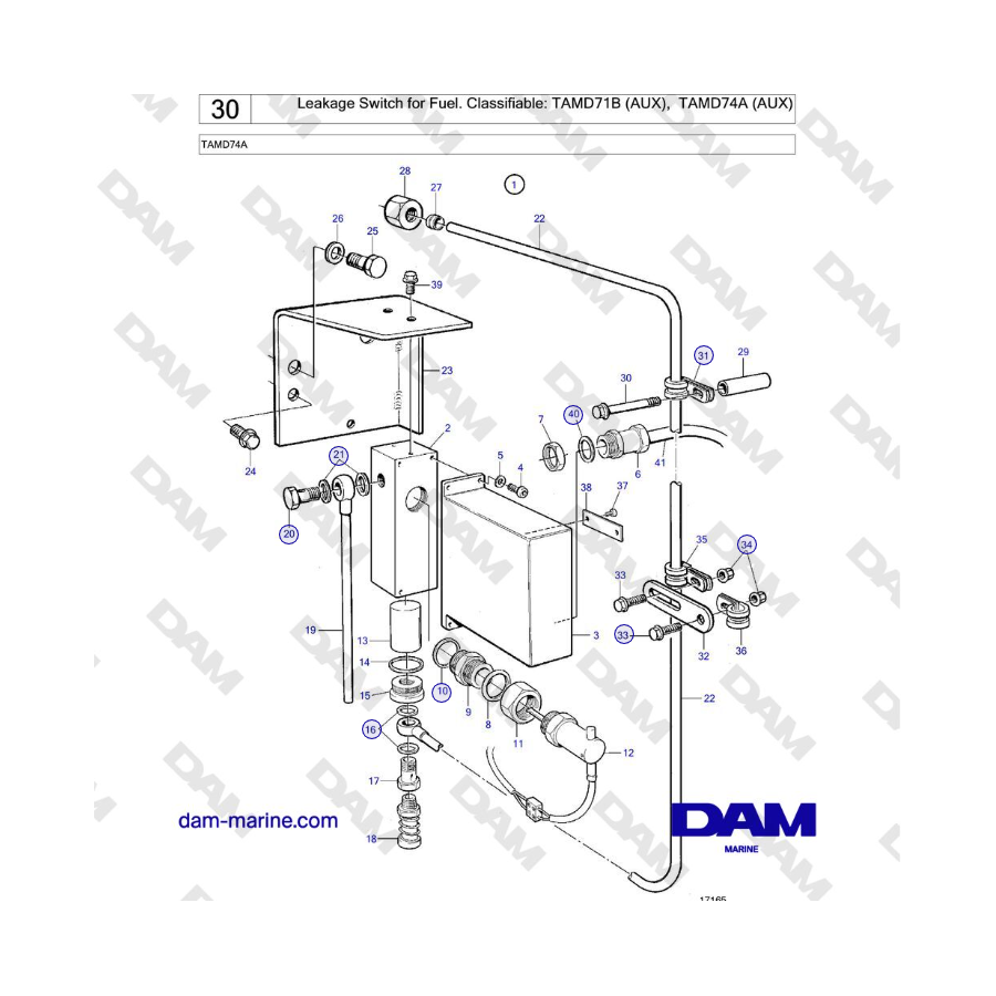Volvo Penta TAMD74 - Interruptor de fuga de combustible. Clasificable