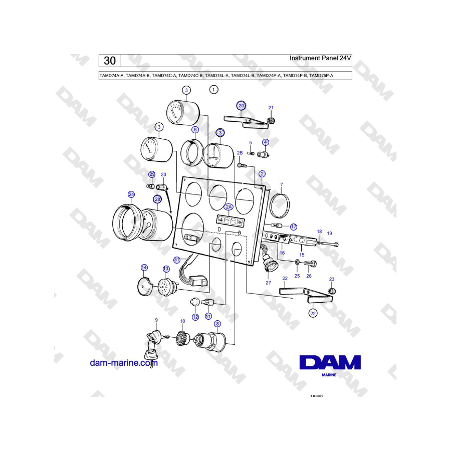 Volvo Penta TAMD74 - Panel de instrumentos 24V 