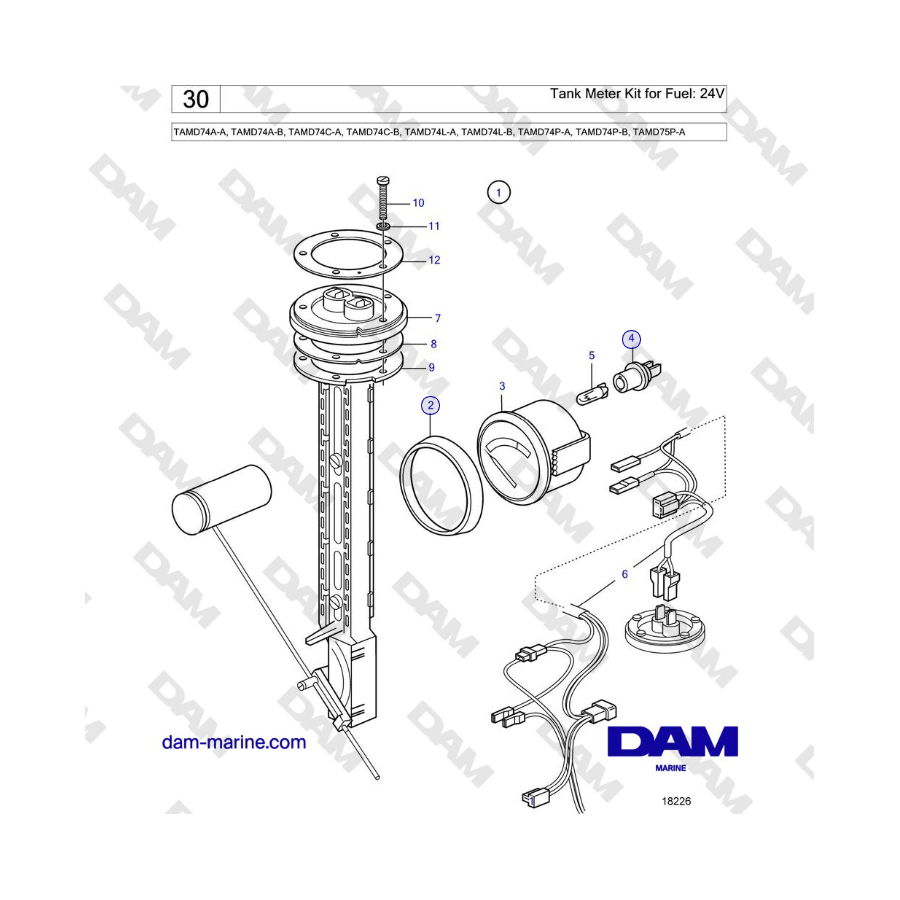 Volvo Penta TAMD74 - Kit de medición de nivel de combustible (24 V)