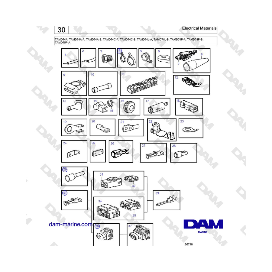 Volvo Penta TAMD74 - Electrical Materials