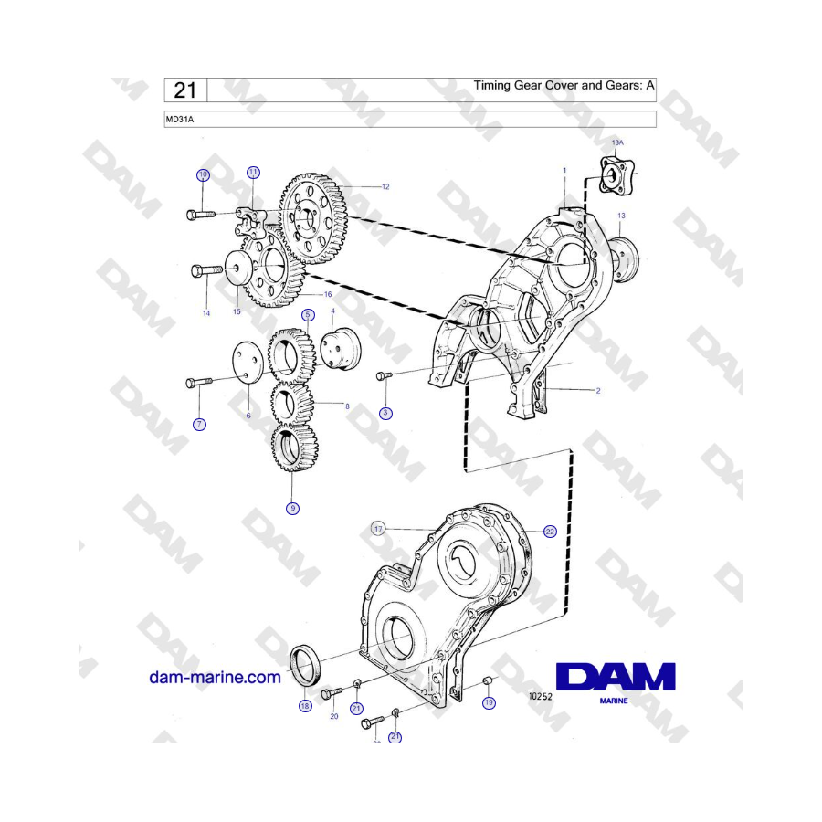 Volvo Penta MD31A - Timing Gear Cover and Gears: A