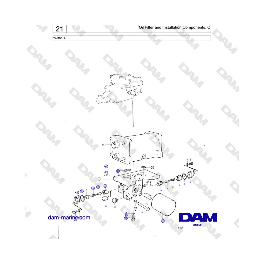 Volvo Penta TAMD31A -Oil Filter and Installation Components: C