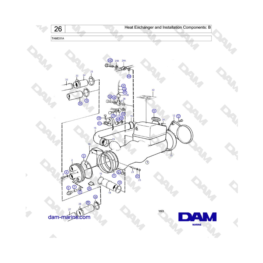 Volvo Penta TAMD31A - Heat Exchanger and Installation Components: B