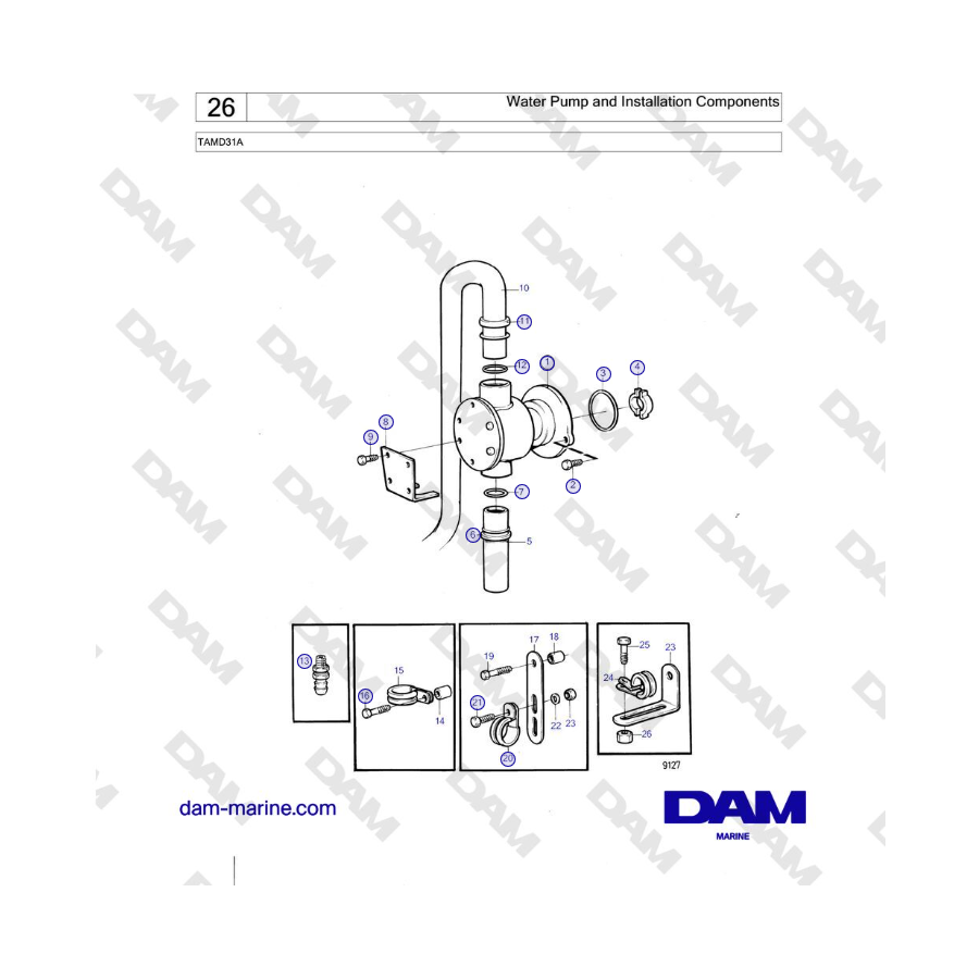 Volvo Penta TAMD31A - Water Pump and Installation Components
