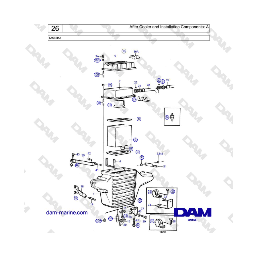 Volvo Penta TMD31A - Aftercooler e componenti di installazione: A