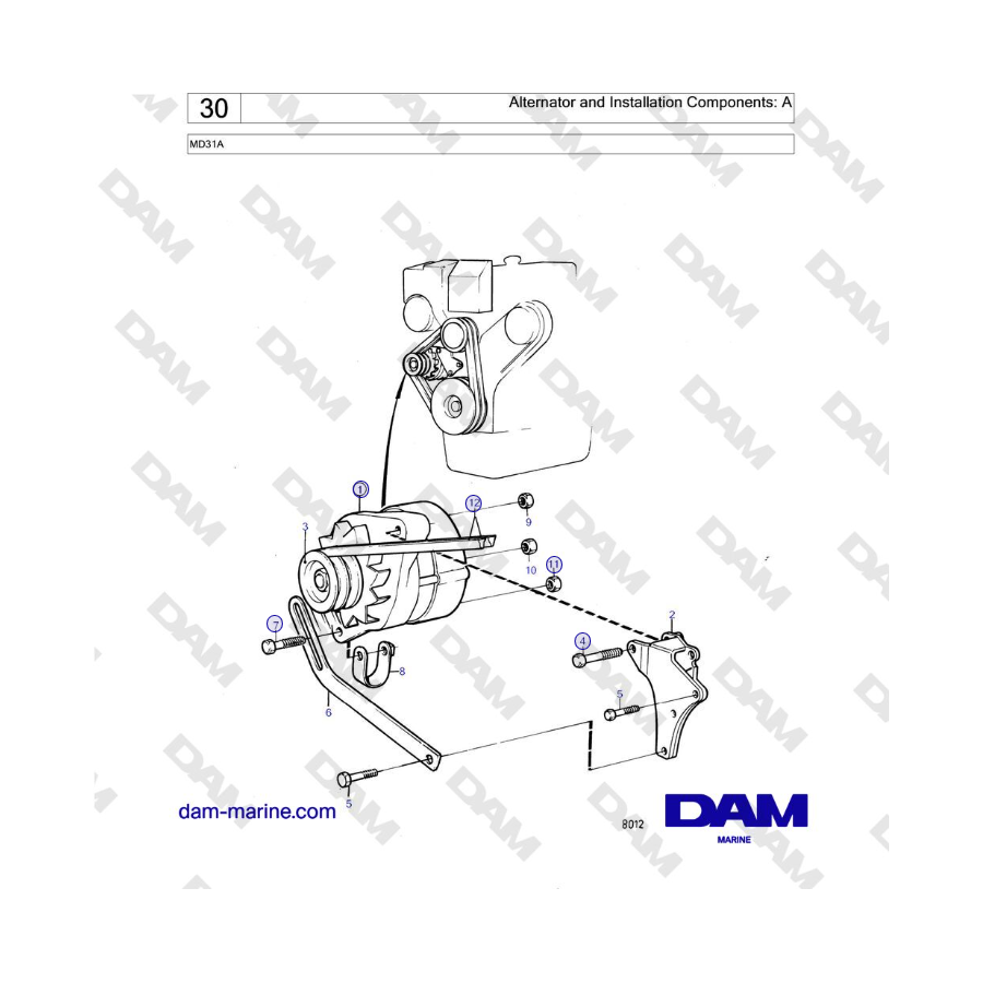 Volvo Penta MD31A - Alternator and Installation Components: A