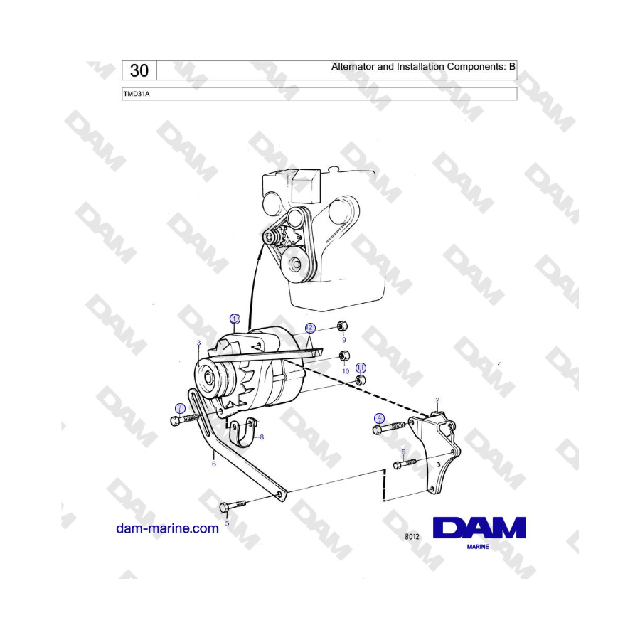 Volvo Penta TAMD31A - Alternator and Installation Components: B