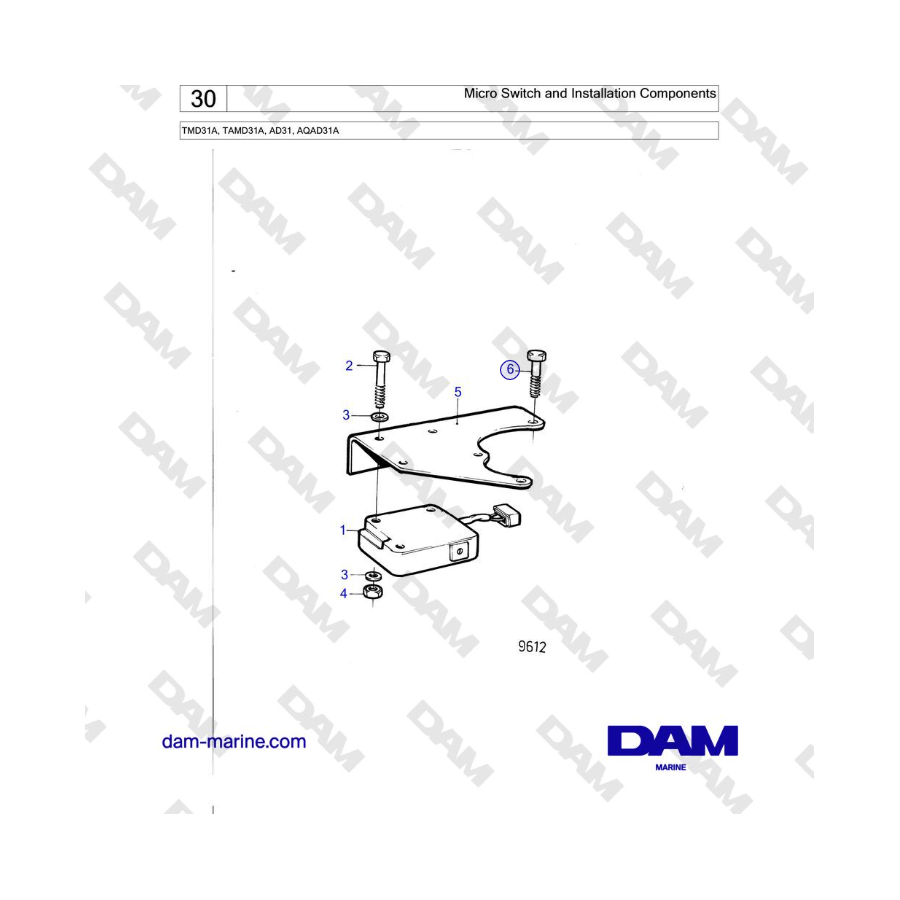 Volvo Penta TMD31A, TAMD31A, AD31, AQAD31A - Micro Switch and Installation Components