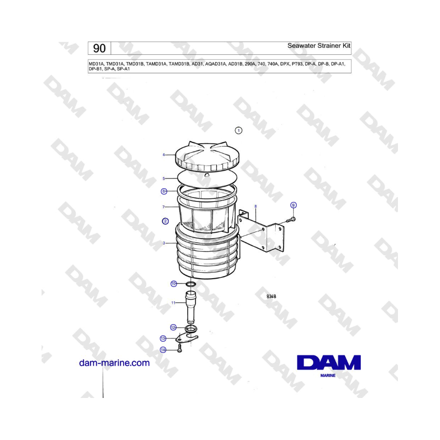 Volvo Penta MD31A, TMD31A, TAMD31A - Kit de filtro de agua de mar