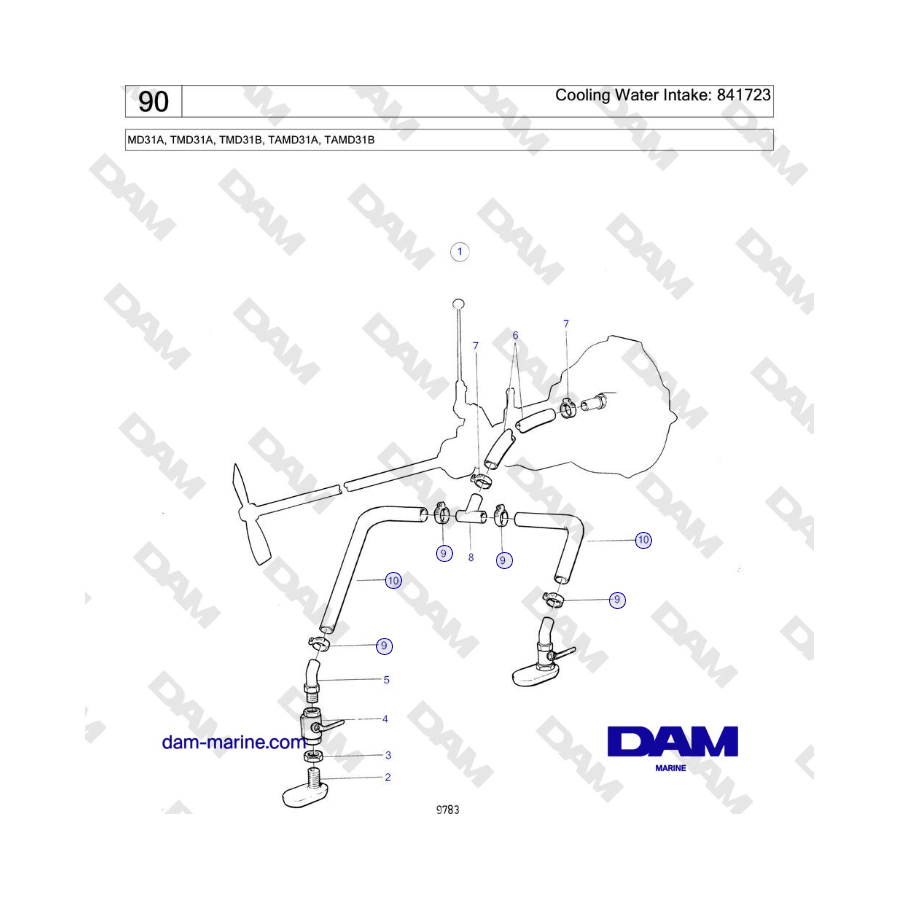 Volvo Penta MD31A, TMD31A, TAMD31A - Cooling Water Intake