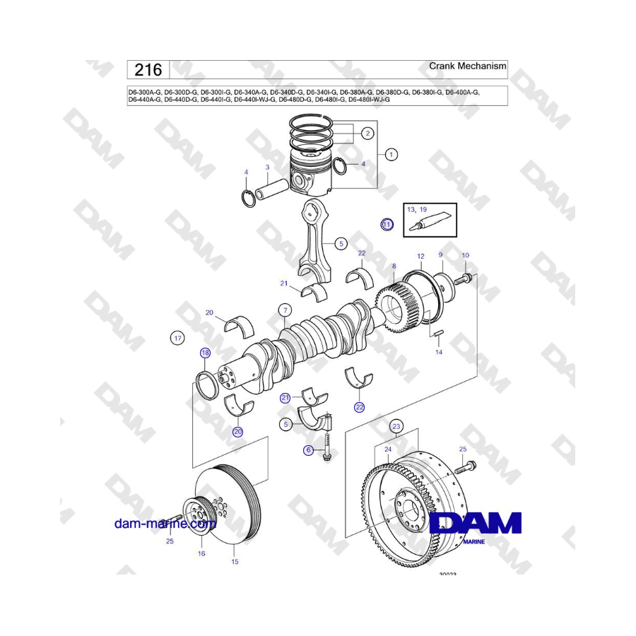 Volvo Penta D4-440 - Meccanismo a manovella