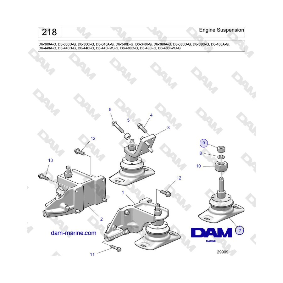 Volvo Penta D4-440 - Sospensione del motore