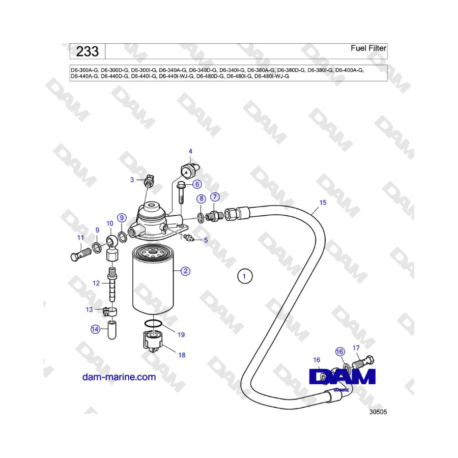 Volvo Penta D4-440 - Filtro carburante
