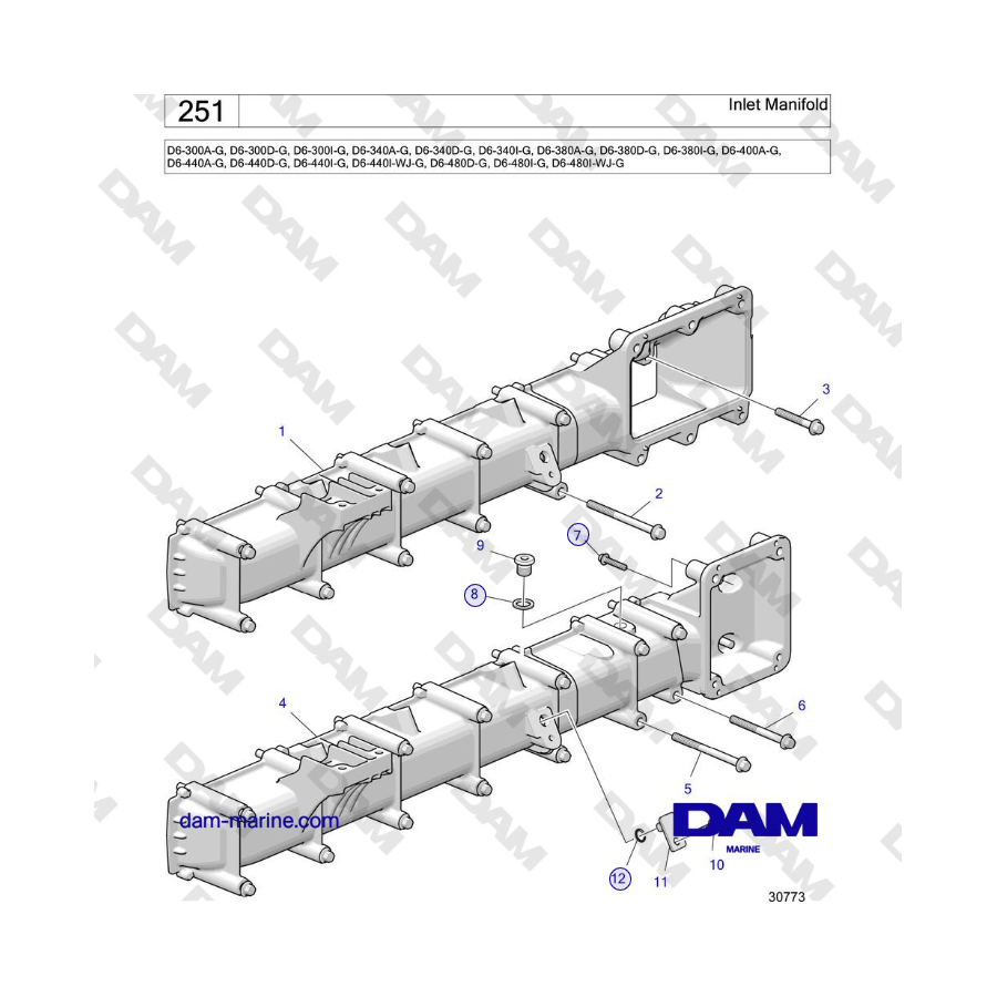 Volvo Penta D4-440 - Colector de admisión
