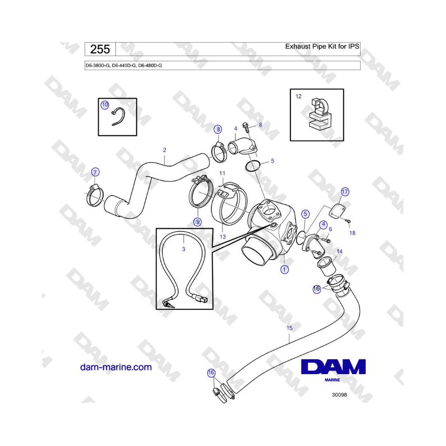 Volvo Penta D4-440 - Exhaust Pipe Kit for IPS