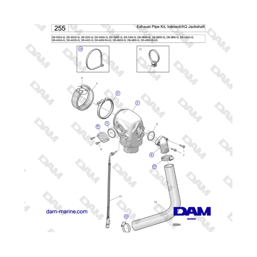 Volvo Penta D4-440 - Kit de escape, eje intermedio interior/AQ