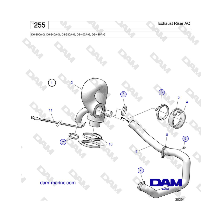Volvo Penta D4-440 - Elevador de escape AQ