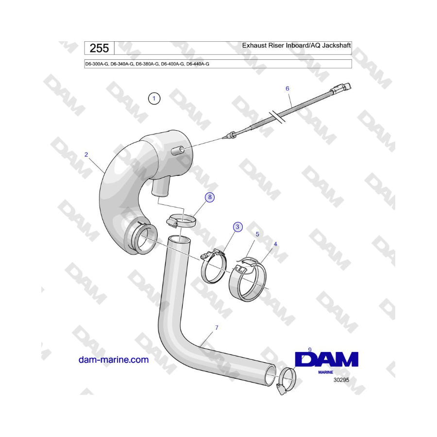 Volvo Penta D4-440 - Elevador de escape interior/eje intermedio AQ
