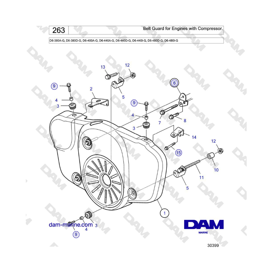 Volvo Penta D6-440 - Belt Guard for Engines with Compressor