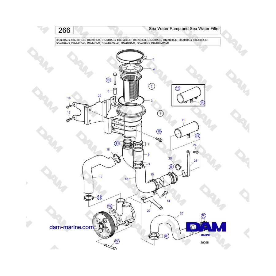 Volvo Penta D6-440 - Sea Water Pump and Sea Water Filter