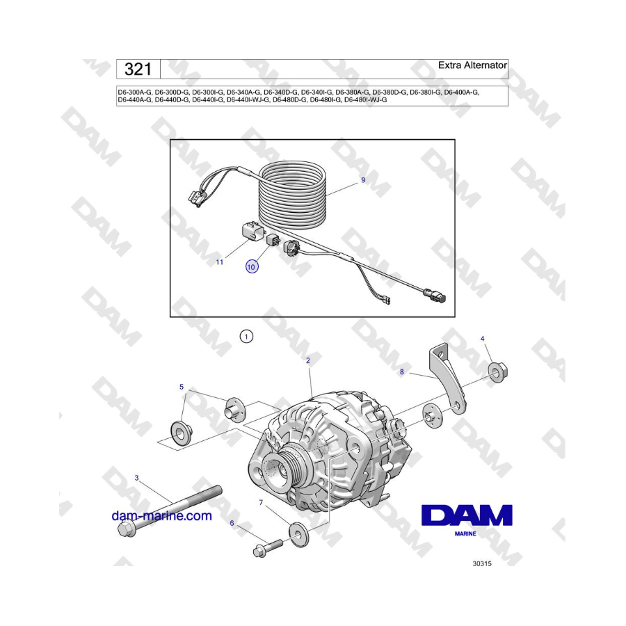 Volvo Penta D6-440 - Extra Alternator