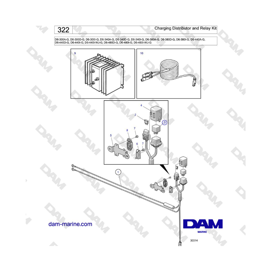 Volvo Penta D6-440 - Kit distributore di carica e relè