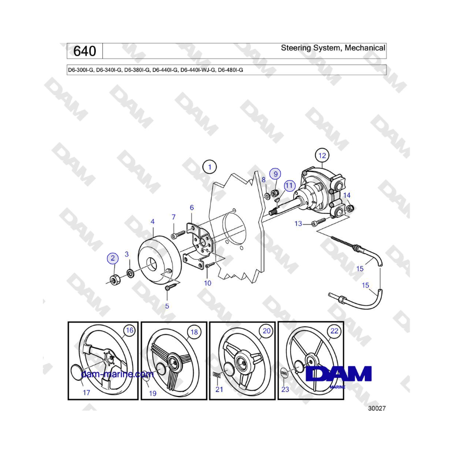 Volvo Penta D6-440 - Sistema de dirección, mecánico