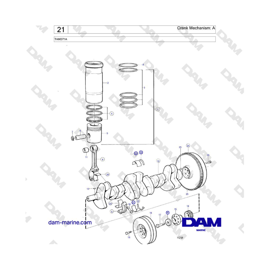 Volvo Penta TAMD71A - Crank Mechanism: A 