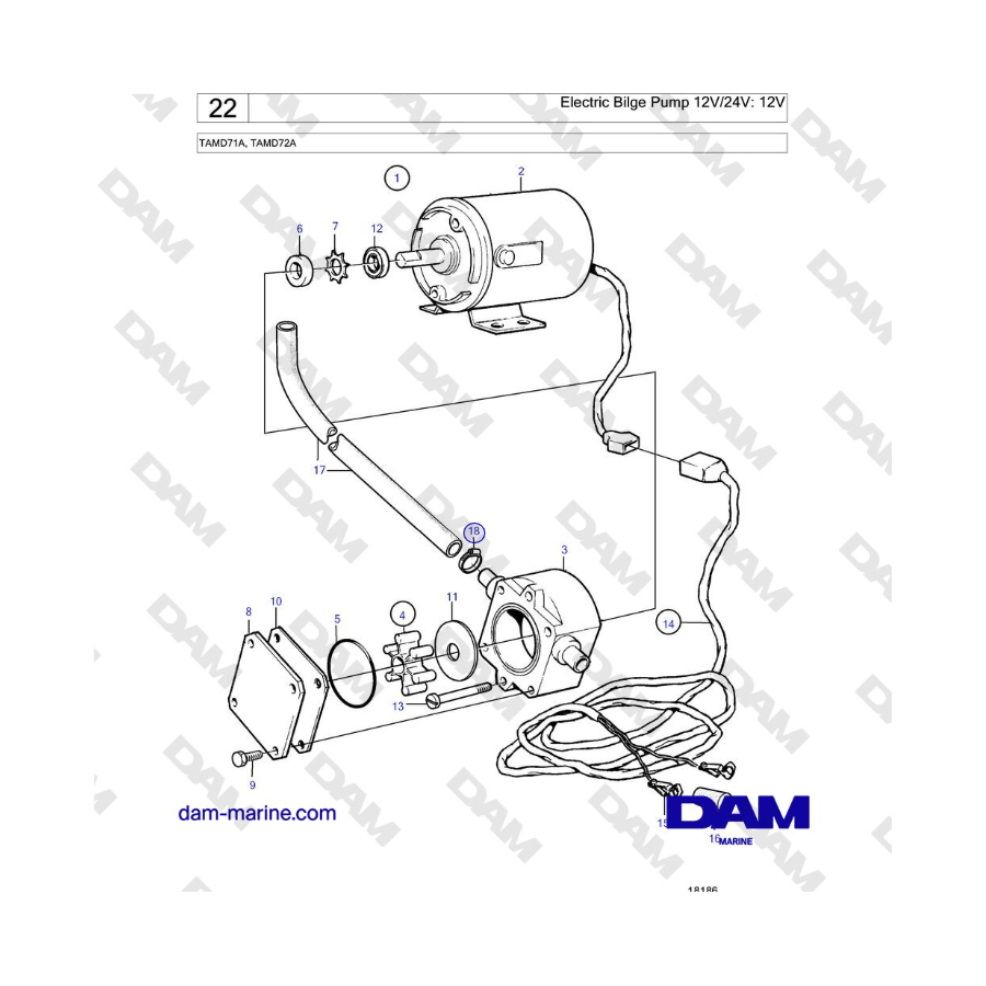 Volvo Penta TAMD71A - Bomba de achique eléctrica 12 V/24 V: 12 V 