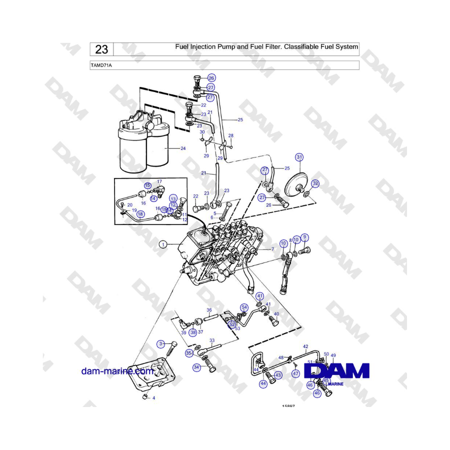 Volvo Penta TAMD71A - Fuel Injection Pump and Fuel Filter. Classifiable Fuel System