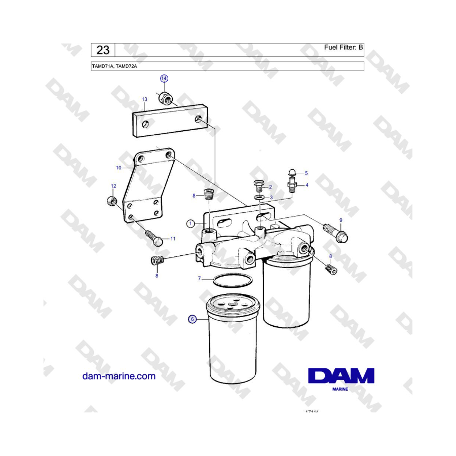 Volvo Penta TAMD71A - Fuel Filter: B 