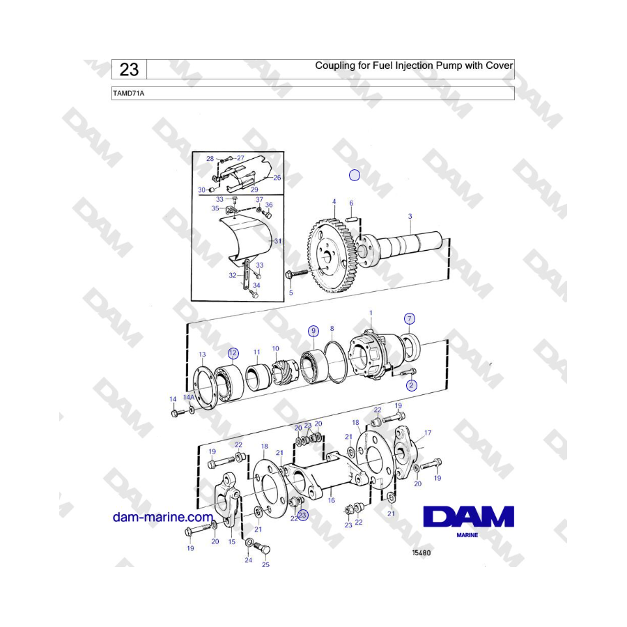 Volvo Penta TAMD71A - Coupling for Fuel Injection Pump with Cover 