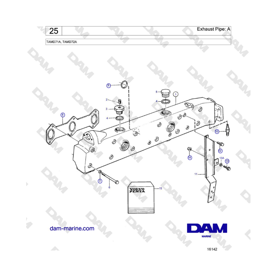 Volvo Penta TAMD71A - Tubo de escape: A 