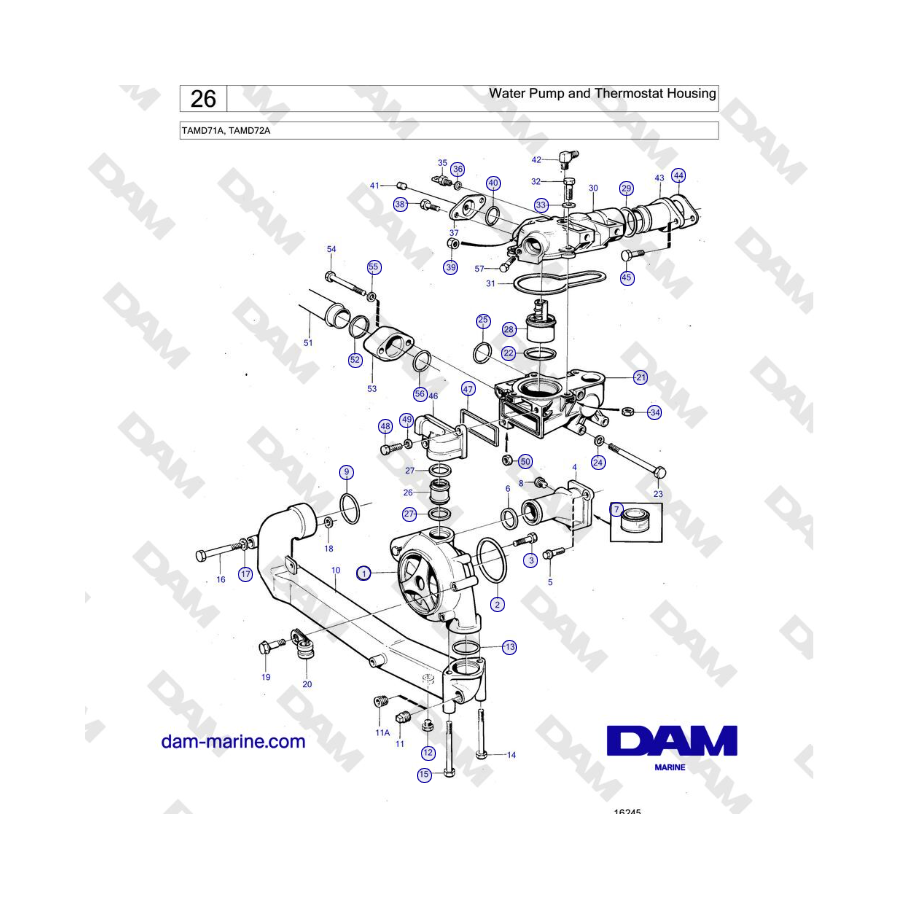Volvo Penta TAMD71A - Water Pump and Thermostat Housing