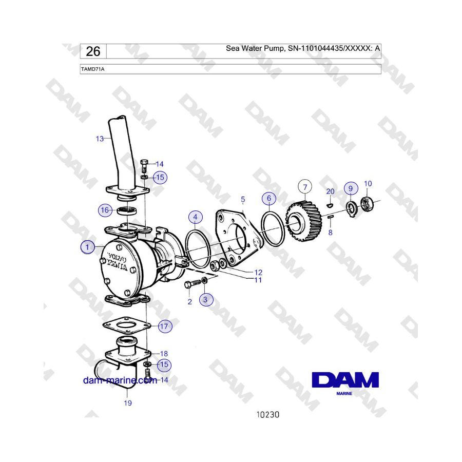 Volvo Penta TAMD71A - Sea Water Pump