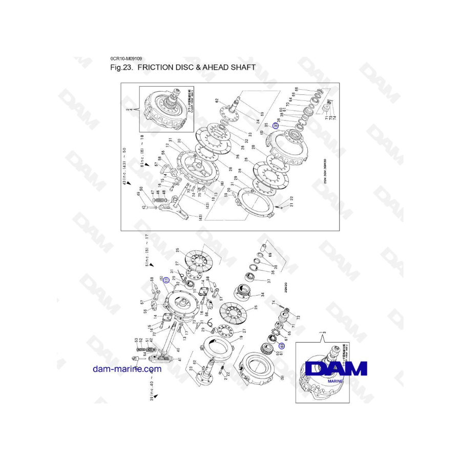 Yanmar 2QM20 - FRICTION DISC & AHEAD SHAFT