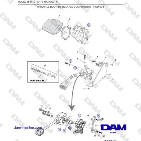 Crusader MP 8.1L (SN 670001) - THROTTLE BODY and RELATED COMPONENTS