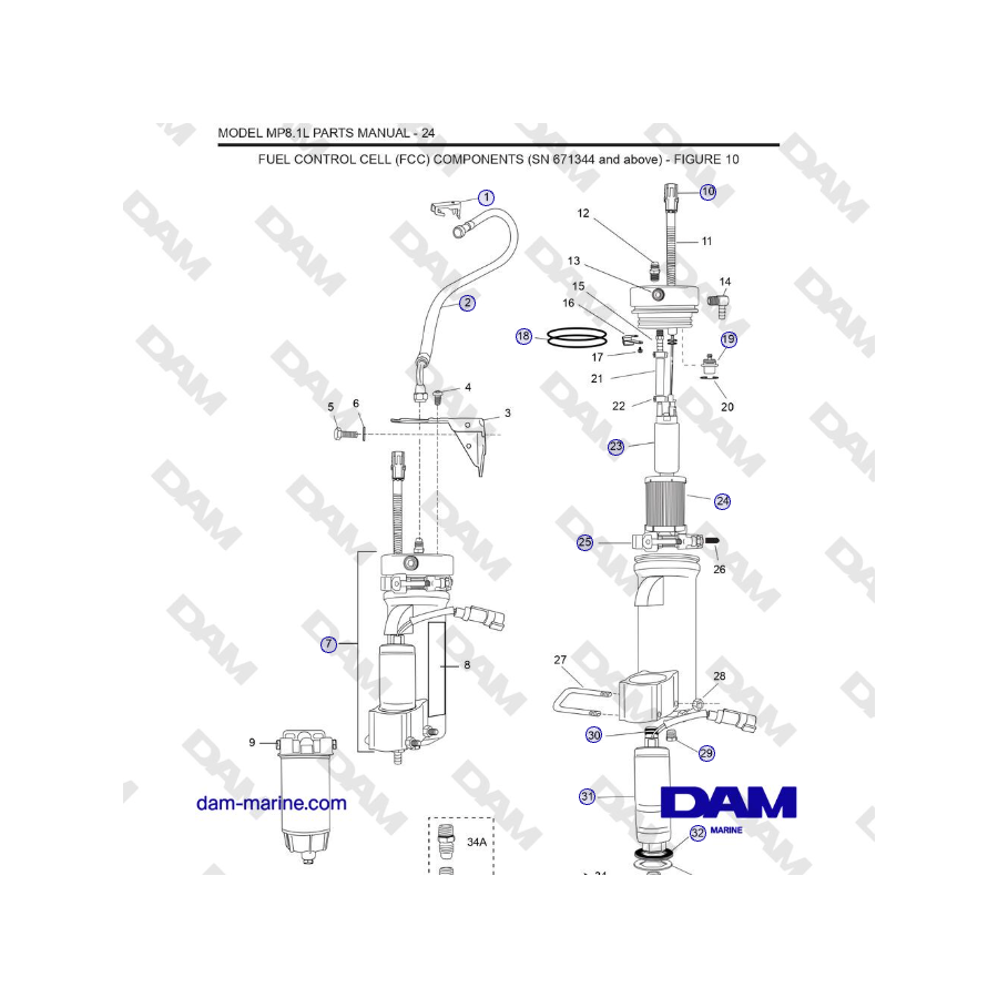 Crusader MP 8.1L (SN 670001) - COMPONENTI DELLA CELLA DI CONTROLLO DEL COMBUSTIBILE (FCC) (SN 671344 e superiori)
